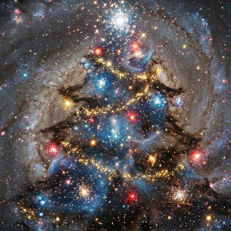 Unveiling the Physics Behind NASA's Cosmic Christmas Tree: A Multi-Wavelength Perspective